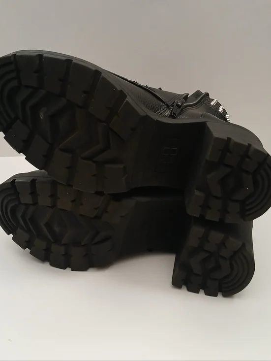 No Boundaries Studded Black Block Heel Moto Boots Ghot, Punk Women's Size 6.5 - Picture 7 of 11